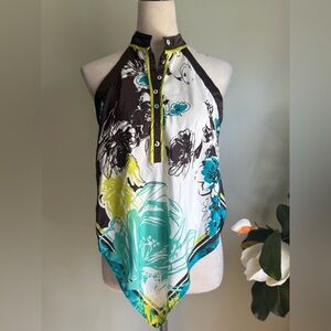XOXO Floral‎ Halter Neck BlouseBlack White Teal, Yellow button down small Y2K